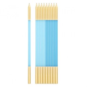 Velas Aniversário Altas Azul E Dourado
