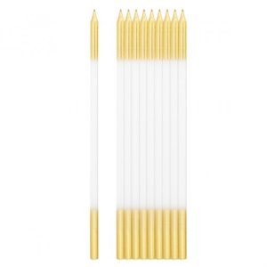 Velas Aniversário Altas Branco E Dourado